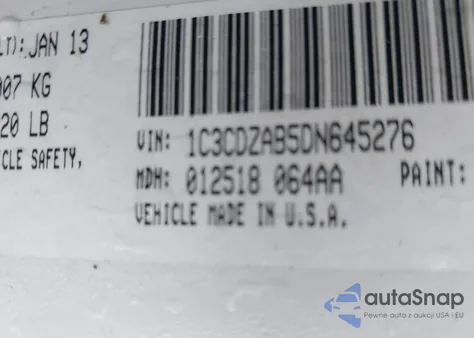 2013 Dodge Avenger Se from USA, damaged, VIN 1C3CDZAB5DN645276